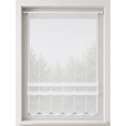 Elegante Raffgardine aus weißem Voile, halbtransparentes Bistro-Design mit dekorativem Wellensaum für das Fenster.
