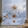 Drei gestickte Weihnachtssterne aus Plauener Spitze am Fenster, festliche Weihnachtsdeko Heimtextilien.