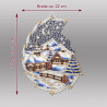 Produktgrafik mit Maßen des weihnachtlichen Fensterbildes "Nachtlandschaft" aus Spitze (Breite 22 cm, Höhe 30 cm).