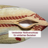 Detailansicht der Kissenhülle mit geöffnetem, verdecktem Reißverschluss an der Unterseite für einfaches Beziehen.