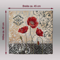 Kissenhülle mit Maßen ca. 45x45 cm und modernem Mohnblumenmuster, ideales Dekokissen für geschmackvolle Wohntextilien.