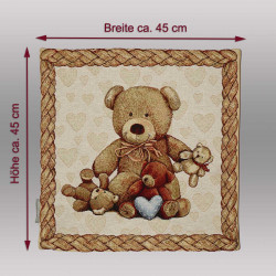 Kissenhülle mit Maßen ca. 45x45 cm und niedlichem Bärenmuster, ideales Dekokissen für verspielte Wohntextilien.