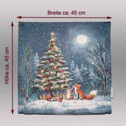 Quadratisches Winter-Dekokissen mit Maßangaben Breite ca. 45 cm und Höhe ca. 45 cm. Heimtextilien in Standardgröße.