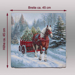 Quadratisches Winter-Dekokissen mit Maßangaben Breite ca. 45 cm und Höhe ca. 45 cm. Heimtextilien in Standardgröße.