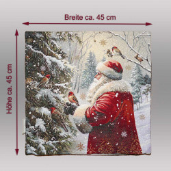 Quadratisches Winter-Dekokissen mit Maßangaben Breite ca. 45 cm und Höhe ca. 45 cm. Heimtextilien in Standardgröße.