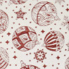 Detailaufnahme der Chenille-Kissenhülle mit glitzernden altrosa Weihnachtskugeln.
