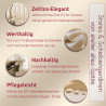 Infografik für Stores und Scheibengardinen: Zeitlos-elegant, werthaltig, nachhaltig und pflegeleicht.
