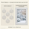 6er-Set weiße Heimtextilien-Fensterbilder als filigrane Schneeflocken aus Spitzenstickerei, dekorativ im Fenster.