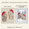 Niedliche Katzen mit Weihnachtsmütze als 2er-Set Fensterbilder für weihnachtliche Heimtextilien.