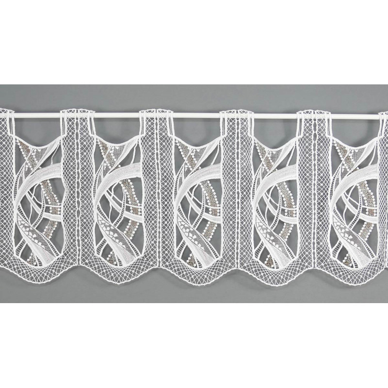 Hochwertige Plauener Spitzen-Panneau Elegance in natur-braun 35 cm hoch