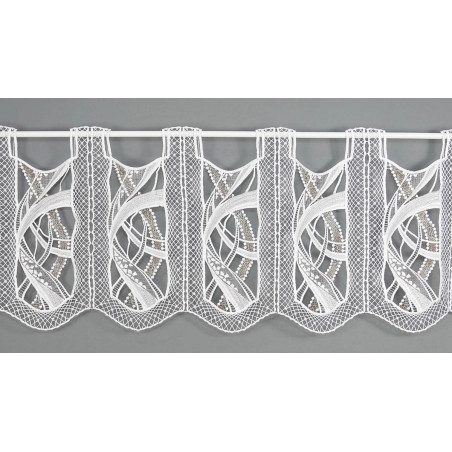 Hochwertige Plauener Spitzen-Panneau Elegance in natur-braun 35 cm hoch